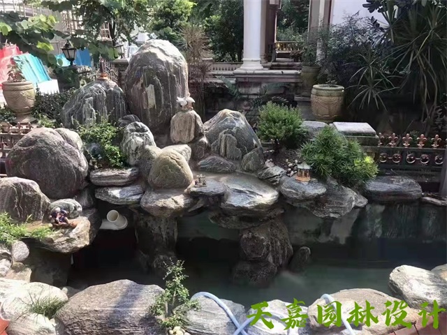 惠州假山流水喷泉鱼池制作